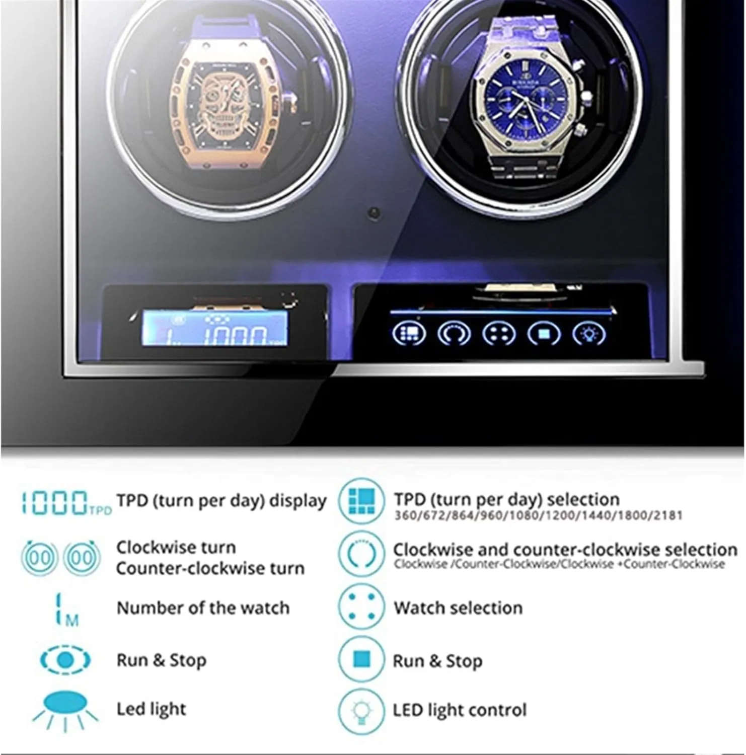 Control,Automatic Watch Winder Box Wooden Storage Case,Watch Winder Box,Watch Box Storage Display Case with Quie (12 0) Watch Winders,Built-in LED Illumination and LCD curiosity diffuse disuse noxious tiffany Touchscreen 