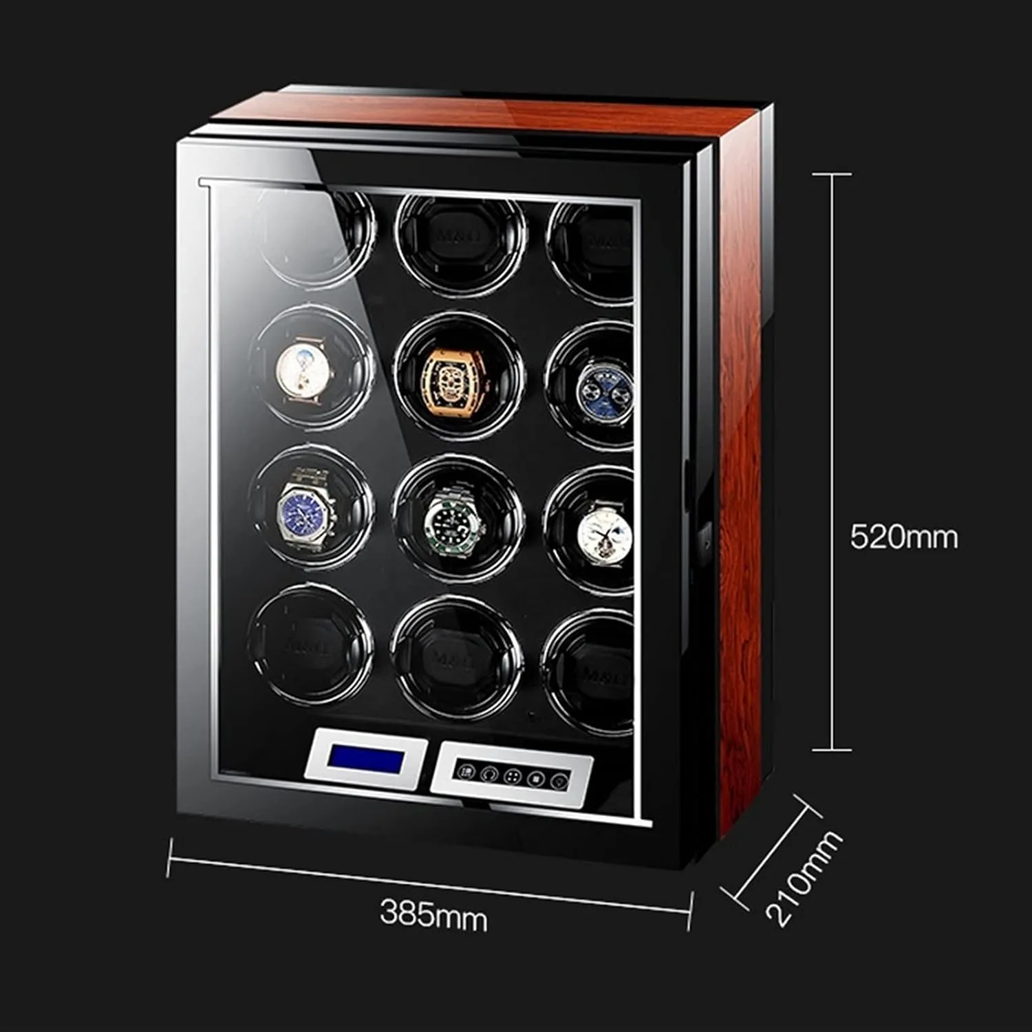 Control,Automatic Watch Winder Box Wooden Storage Case,Watch Winder Box,Watch Box Storage Display Case with Quie (12 0) Watch Winders,Built-in LED Illumination and LCD curiosity diffuse disuse noxious tiffany Touchscreen 