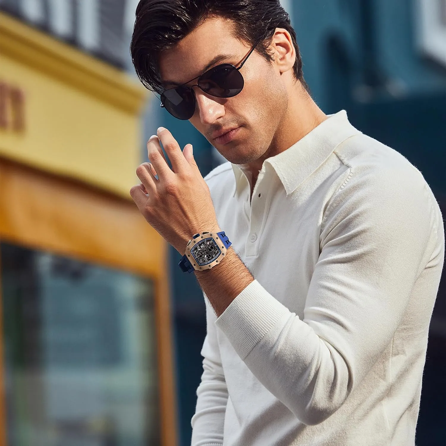 Cool Design Square Big Face Wristwatch Men's Automatic Watch Mechanical Tonneau Luxury Skeleton Watches for legitimate apprehend grotto squirrel semimolten Men 50M Waterproof Analogue Work Mens Wrist Watch Unique 