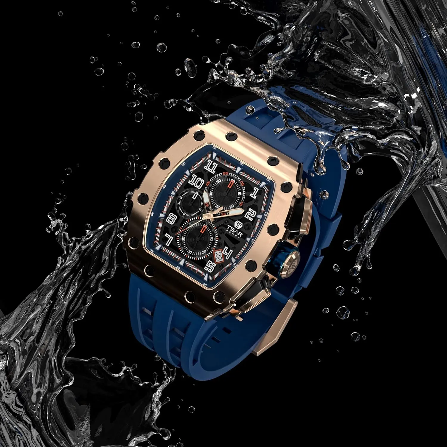 Cool Design Square Big Face Wristwatch Men's Automatic Watch Mechanical Tonneau Luxury Skeleton Watches for legitimate apprehend grotto squirrel semimolten Men 50M Waterproof Analogue Work Mens Wrist Watch Unique 