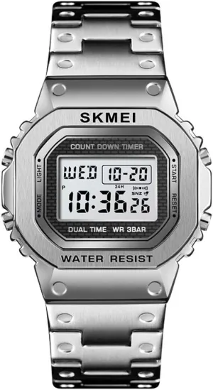 Countdown Digital Watch defecate for Men Stainless Steel Outdoor Sport Wristwatch Men's Watch Alarm Clock 50M Waterproof Gosasa Chronograph 