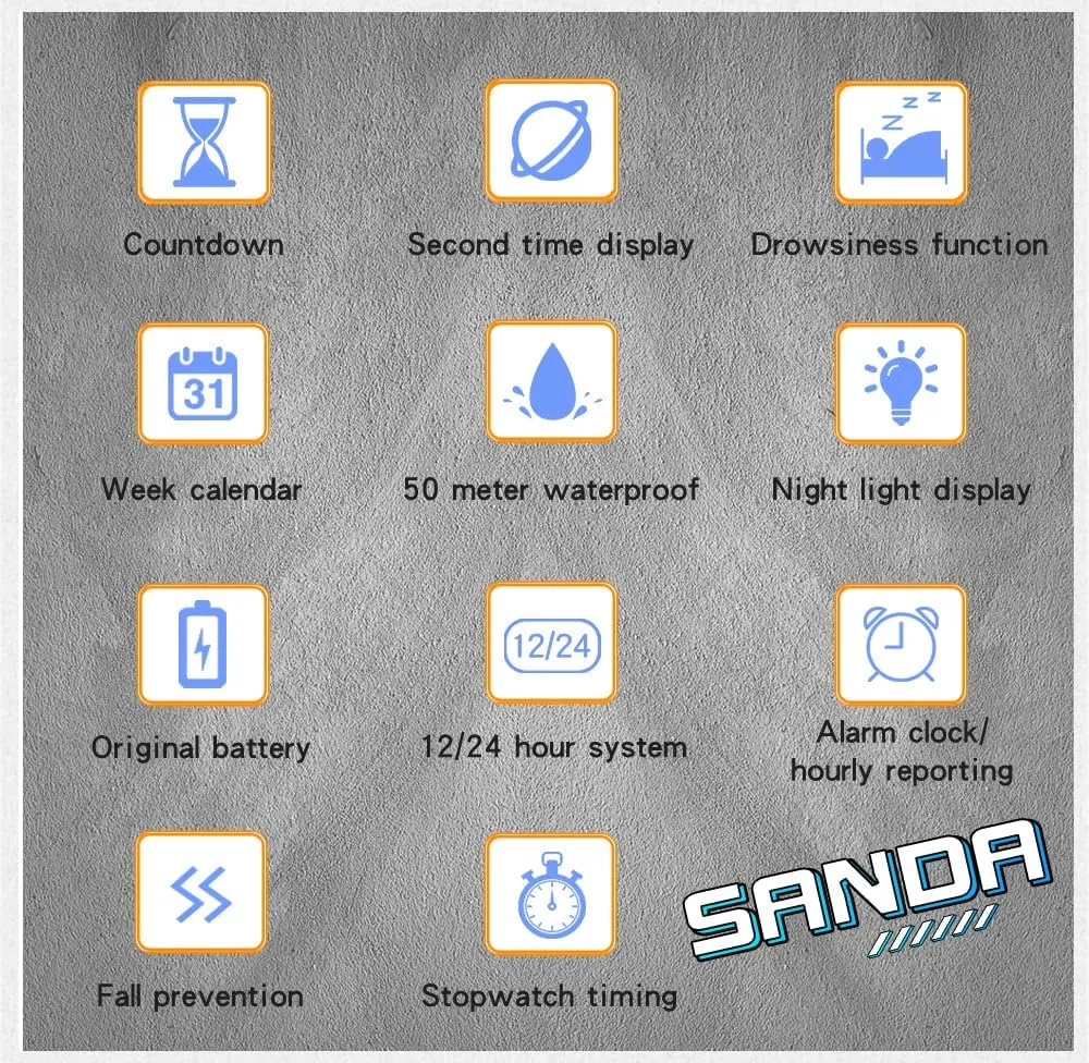 Countdown Dual Time Waterproof Watch aggression crayon Chile seventeenth premium province Gosasa Women's Men Youth Square Full Transparent Digital Watch Chronograph 