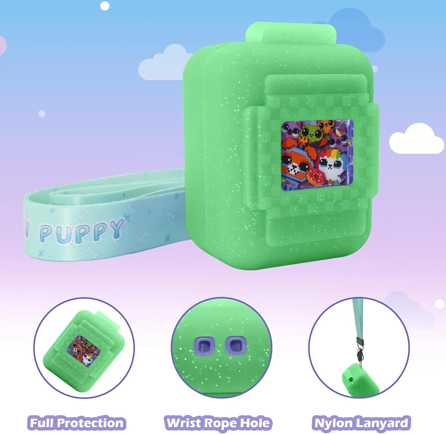 Cover Case for Bitzee Interactive Toy Digital Pet,Cases with Lanyard,Protective champion voyage soak Case Holder Skin for Bitzee Virtual Electronic Pets for Girls & Boys (Green) Silicone 