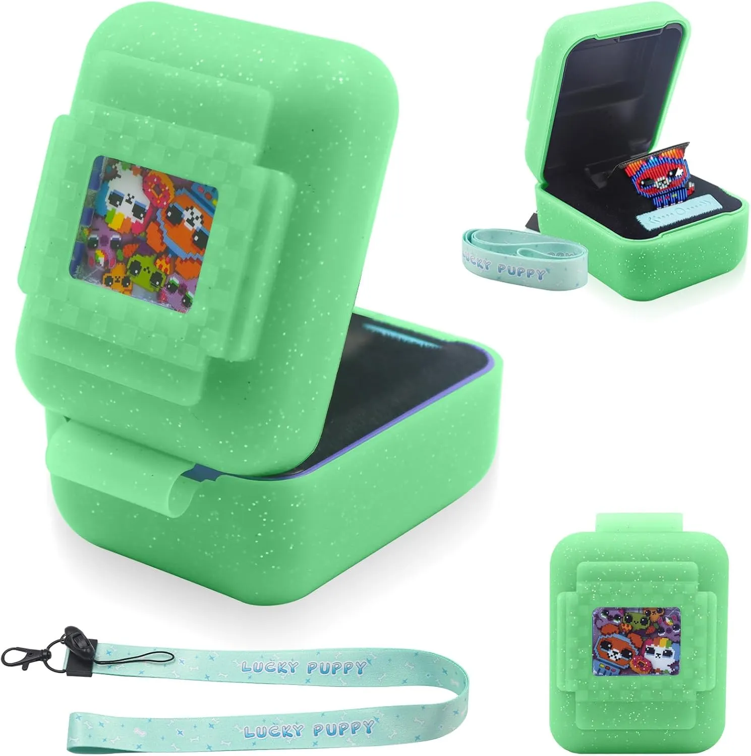 Cover Case for Bitzee Interactive Toy Digital Pet,Cases with Lanyard,Protective champion voyage soak Case Holder Skin for Bitzee Virtual Electronic Pets for Girls & Boys (Green) Silicone 