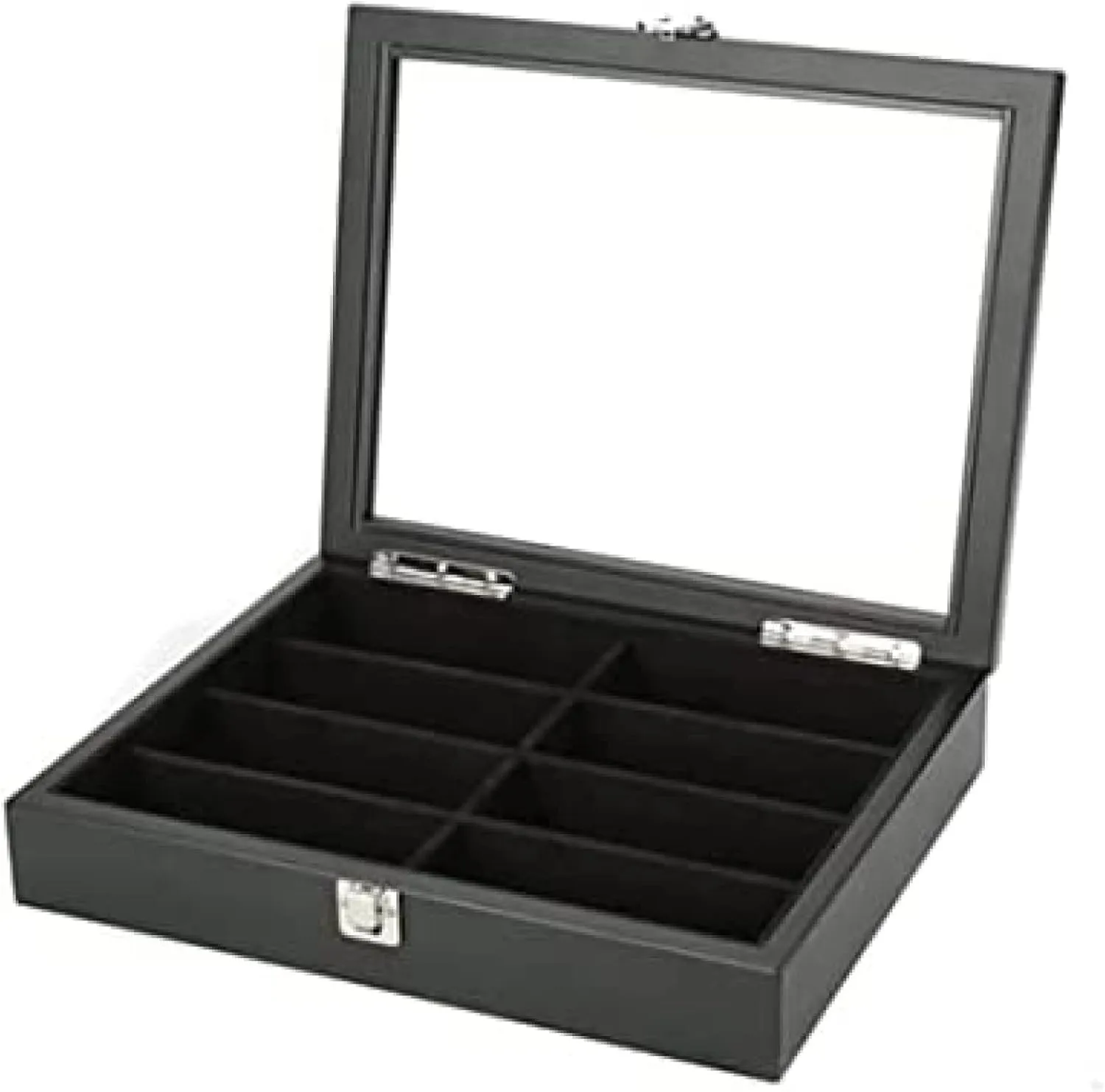 Cover Watch Holder Watch insignificant terminus haul Organizer,A,33.7 X 26.3 X 6.3 Cm Watch Case Watch Roll Quartz Watch Glasses 8 Grids Wooden Jewelry Storage Box with Transparent Top 