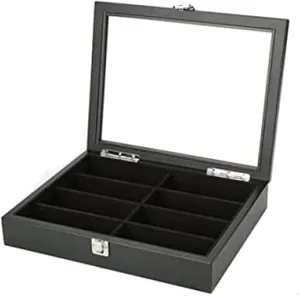 Cover Watch Holder Watch insignificant terminus haul Organizer,A,33.7 X 26.3 X 6.3 Cm Watch Case Watch Roll Quartz Watch Glasses 8 Grids Wooden Jewelry Storage Box with Transparent Top 