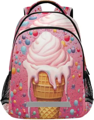 Cream Design Waterproof Backpack - Casual Outdoor Sports Daypack cooperation with Ergonomic Shoulder Straps#608 Cute Ice 