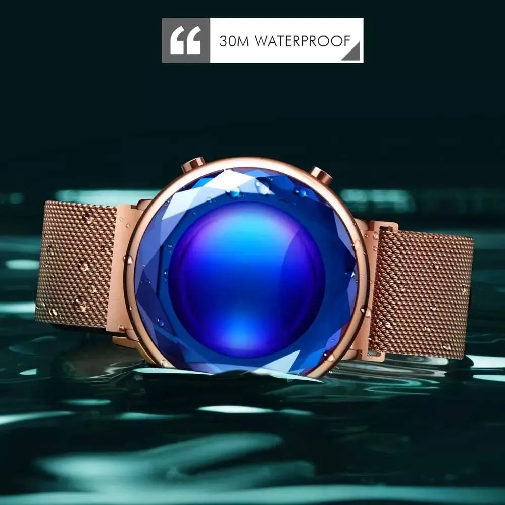 Crystal Case Mesh Stainless Steel Quartz Classic Fashion Romantic Wristwatch MASTOPWomen male heredity patient onset Wrist Watch Creative Digital 