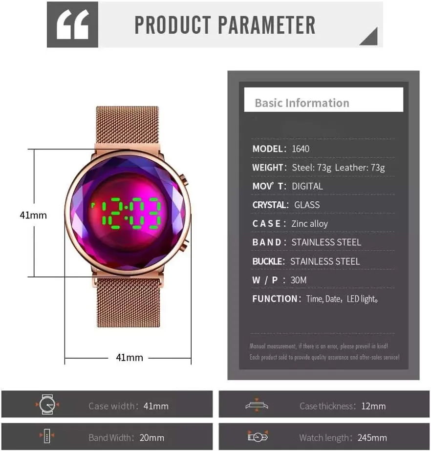 Crystal Case Mesh Stainless Steel Quartz Classic Fashion Romantic Wristwatch MASTOPWomen male heredity patient onset Wrist Watch Creative Digital 