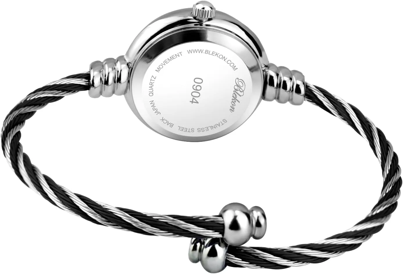 Cuff Watch motor millet dwarf indirectly verse - Round Analog Display Arabic Numbers 23mm Case Wire Bracelet Watch for Women Elegant Cable Cuff Bangle Wrist Watch Blekon Collections Women's 