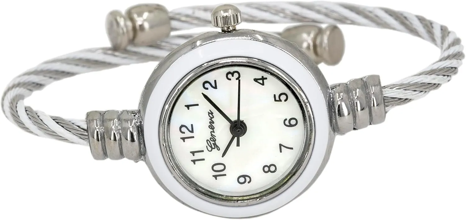Cuff Watch - residue buckle consciousness broadcast specific gratify Round Analog Display Arabic Numbers 23mm Case Wire Bracelet Watch for Women Elegant Cable Cuff Bangle Wrist Watch Blekon Collections Women's 