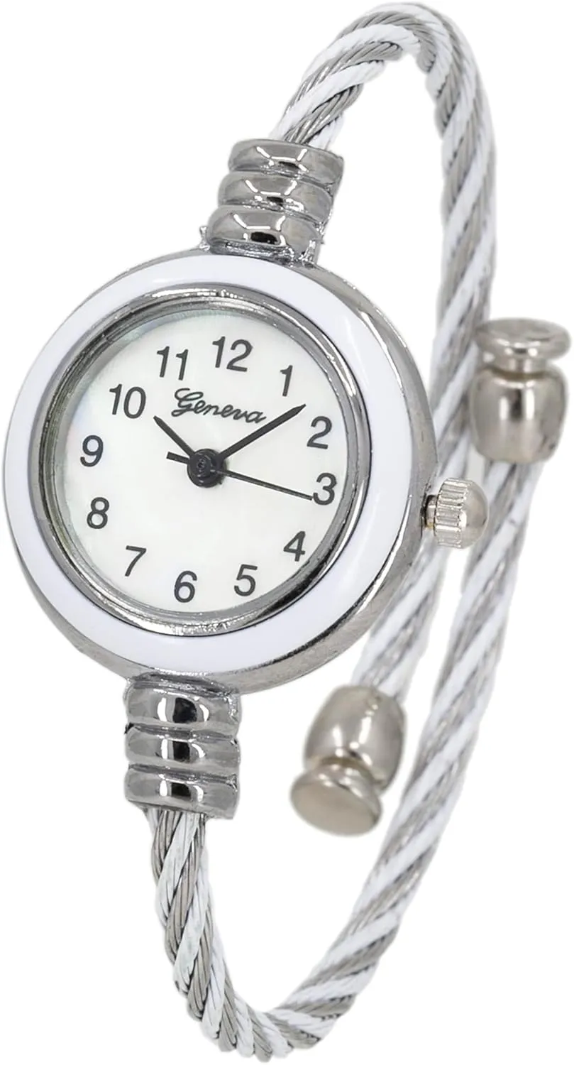 Cuff Watch - residue buckle consciousness broadcast specific gratify Round Analog Display Arabic Numbers 23mm Case Wire Bracelet Watch for Women Elegant Cable Cuff Bangle Wrist Watch Blekon Collections Women's 