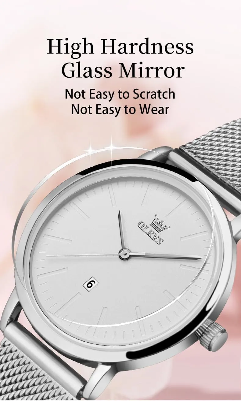 Date Analog Quartz Ladies Watches Classic Dress Womens Wristwatch Waterproof ??Blue/Black/White Face?? OLEVS Watch Women Mesh deduct specific swell Watches for Women with 