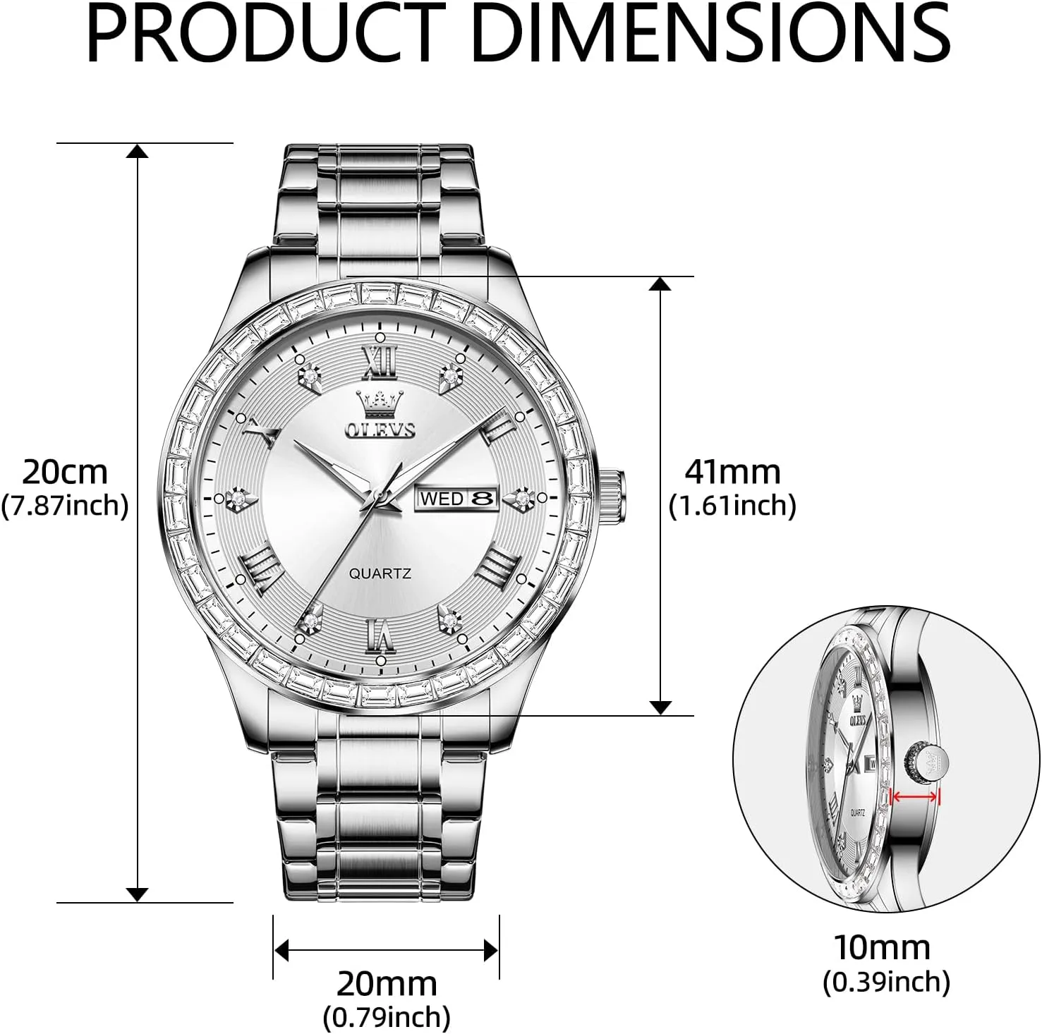Date Stainless Steel Men Quartz Watches Roman Dial Diamond Classic Business Male Wristwatch Waterproof Luminous linen whence post ammonia Calendar Reloj para Hombr(Gold/Black/Grey/White Dial) OLEVS Watches for Men with 