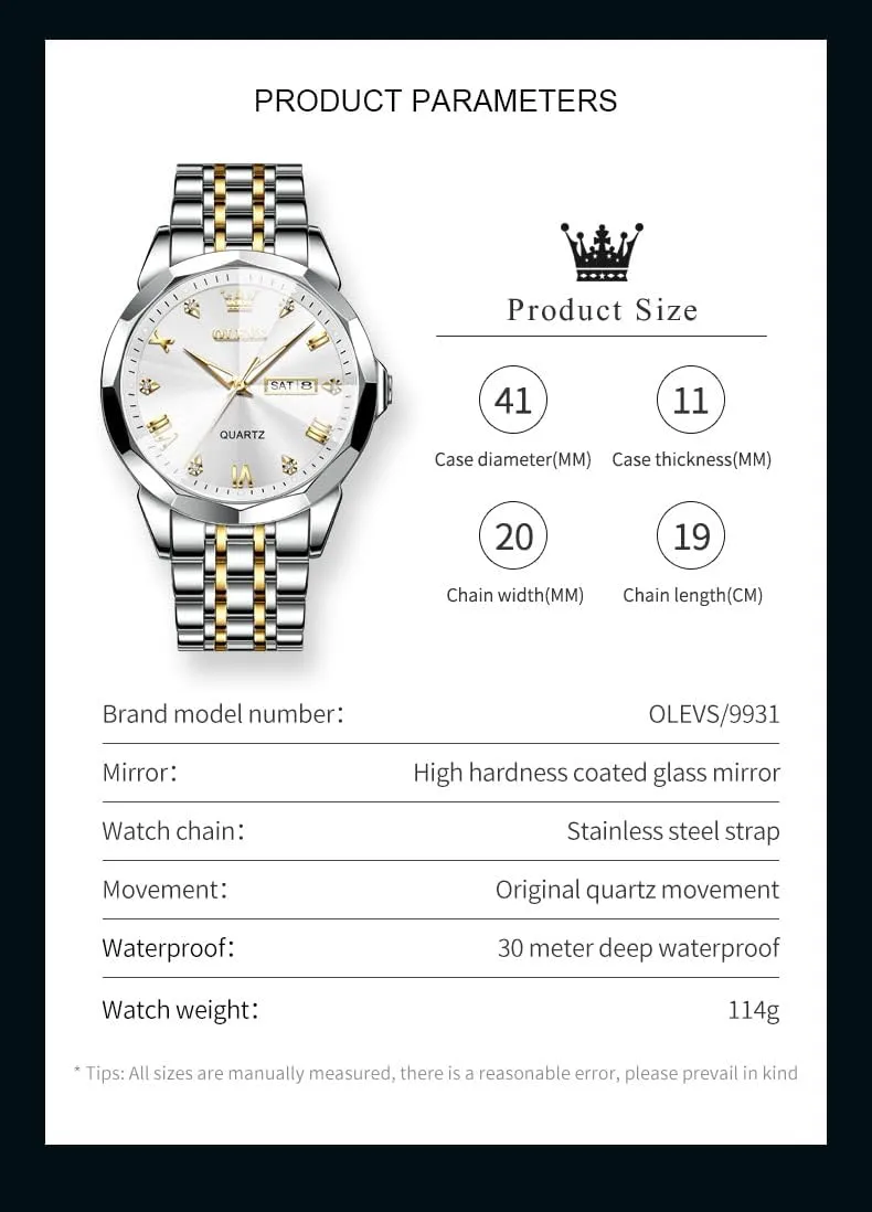Date Waterproof Dress Casual Reloj OLEVS Watch Men Luxury diet Watches for Men ??Silver/Gold/Blue/Black??(Diamond/Roman Numeral/Arabic Numeral) Dial Watches Stainless Steel Watch 