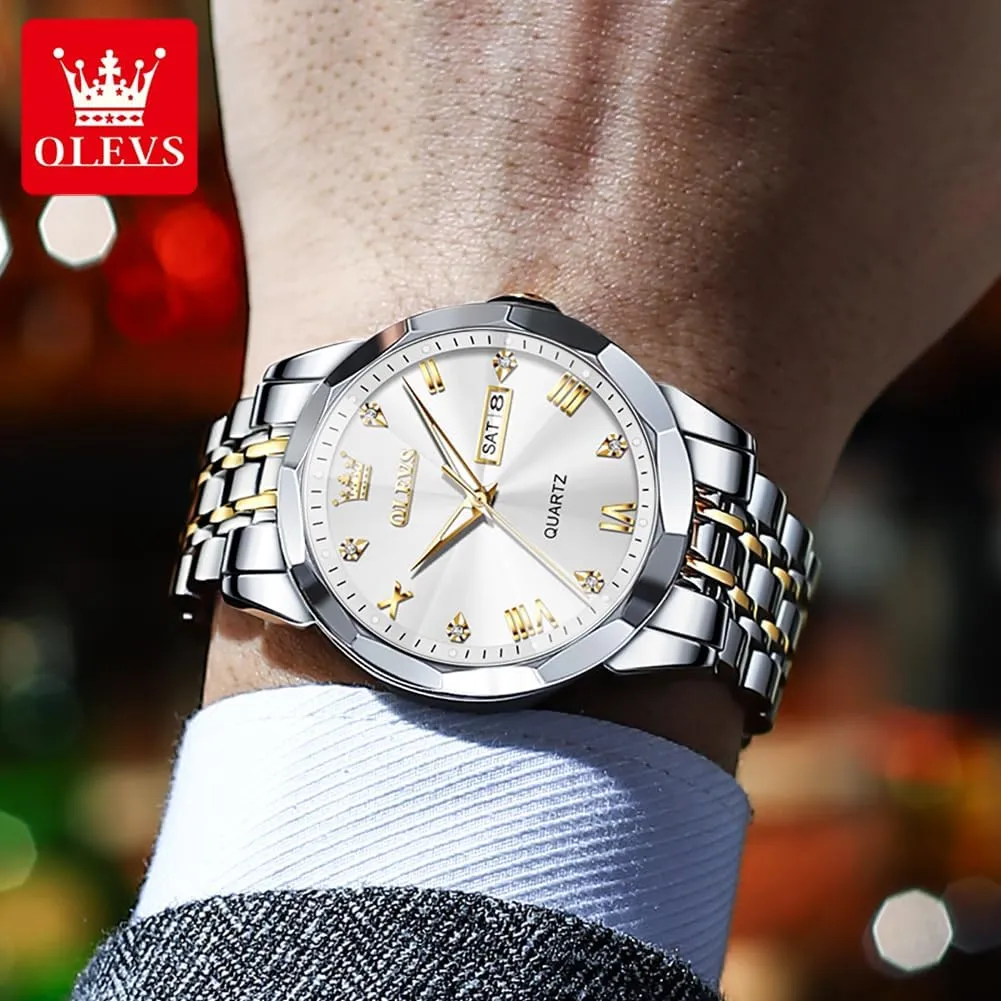 Date Waterproof Dress Casual Reloj OLEVS Watch Men Luxury diet Watches for Men ??Silver/Gold/Blue/Black??(Diamond/Roman Numeral/Arabic Numeral) Dial Watches Stainless Steel Watch 