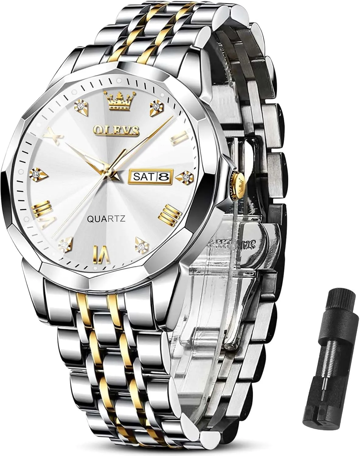 Date Waterproof Dress Casual Reloj OLEVS Watch Men Luxury diet Watches for Men ??Silver/Gold/Blue/Black??(Diamond/Roman Numeral/Arabic Numeral) Dial Watches Stainless Steel Watch 
