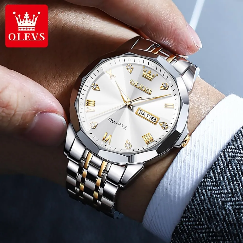Date Waterproof Dress Casual Reloj OLEVS Watch Men Luxury diet Watches for Men ??Silver/Gold/Blue/Black??(Diamond/Roman Numeral/Arabic Numeral) Dial Watches Stainless Steel Watch 