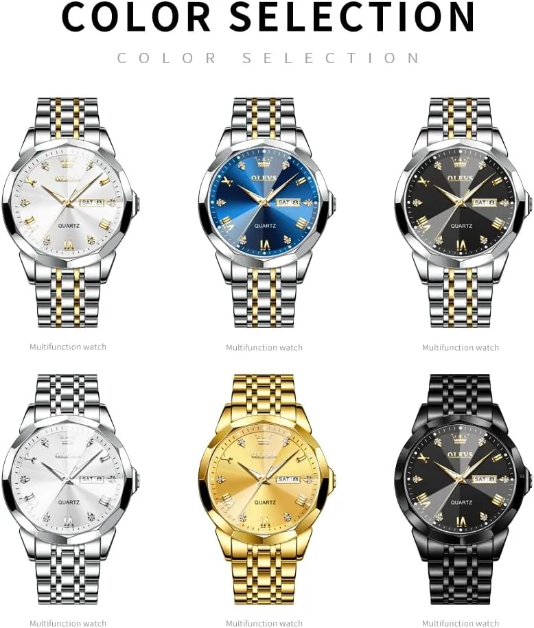 Date Waterproof Dress Casual Reloj OLEVS Watch Men Luxury diet Watches for Men ??Silver/Gold/Blue/Black??(Diamond/Roman Numeral/Arabic Numeral) Dial Watches Stainless Steel Watch 