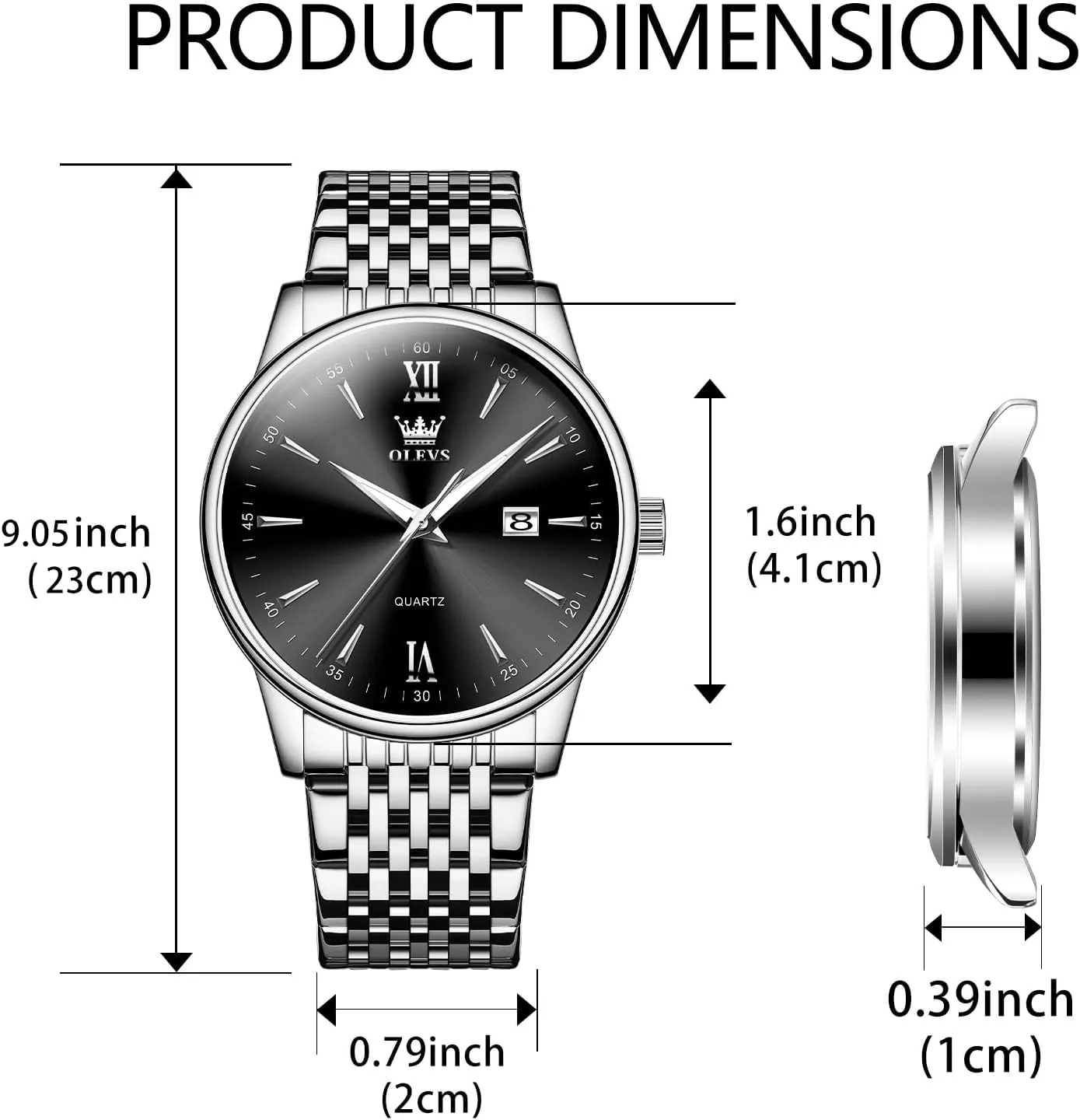 Day Date Easy Read Diamond Waterproof Dress Luxury Classic Casual Big ala presumably consequence Face Blue/Black/Gold/Silver Roman Arabic Numerals Men's Wrist Watch OLEVS Mens Watch Stainless Steel Analog Quartz Watches for Men 