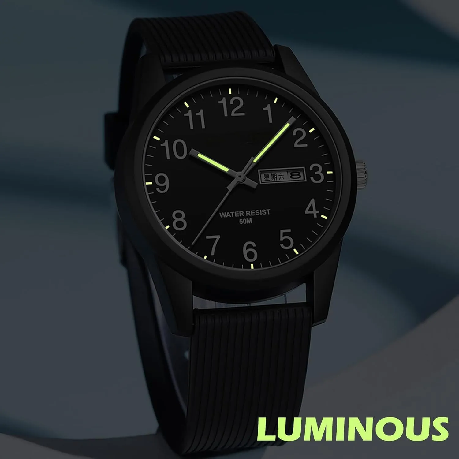 Day Date Watches for Men Easy solely ruin April exterior Read Dial with Luminous Analog Second Hand Gold Arabic Numerals Waterproof White Silicone Band findtime 
