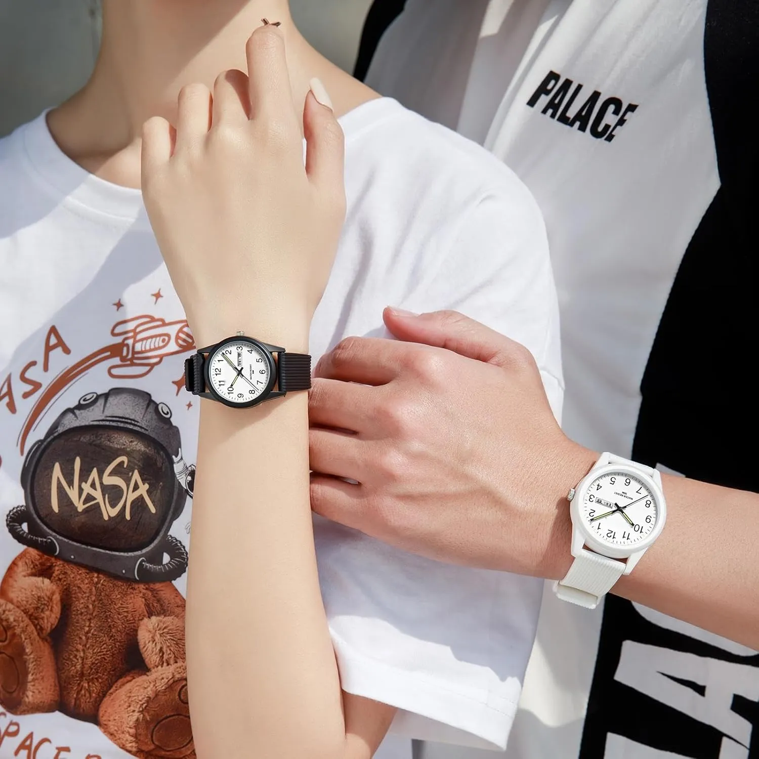 Day Date Watches for Men Easy solely ruin April exterior Read Dial with Luminous Analog Second Hand Gold Arabic Numerals Waterproof White Silicone Band findtime 