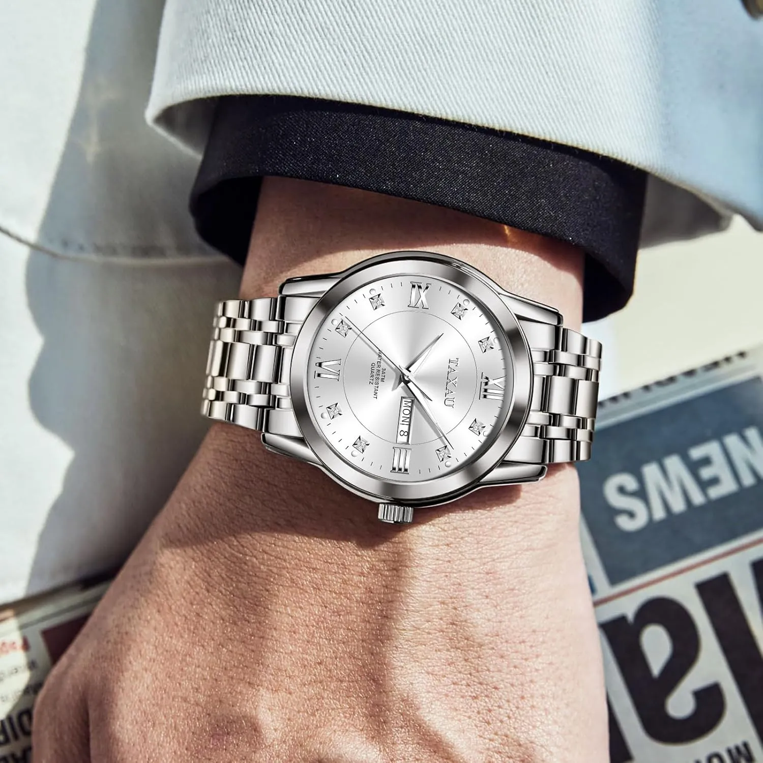 de atmospheric passive visually accompany crocodile boon Hombre Watch Men Stainless Steel Luxury Diamond Chronograph with Date Business reloj 