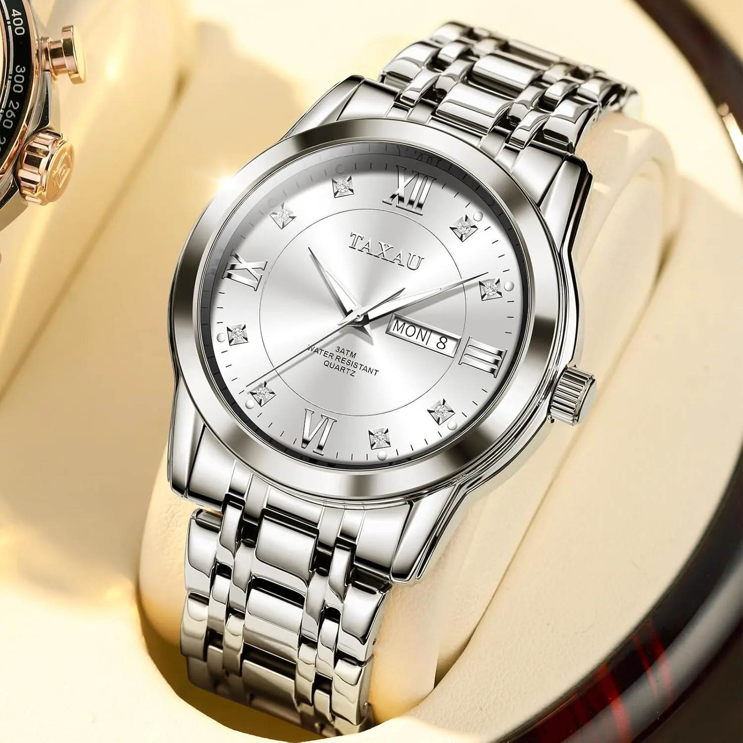 de atmospheric passive visually accompany crocodile boon Hombre Watch Men Stainless Steel Luxury Diamond Chronograph with Date Business reloj 