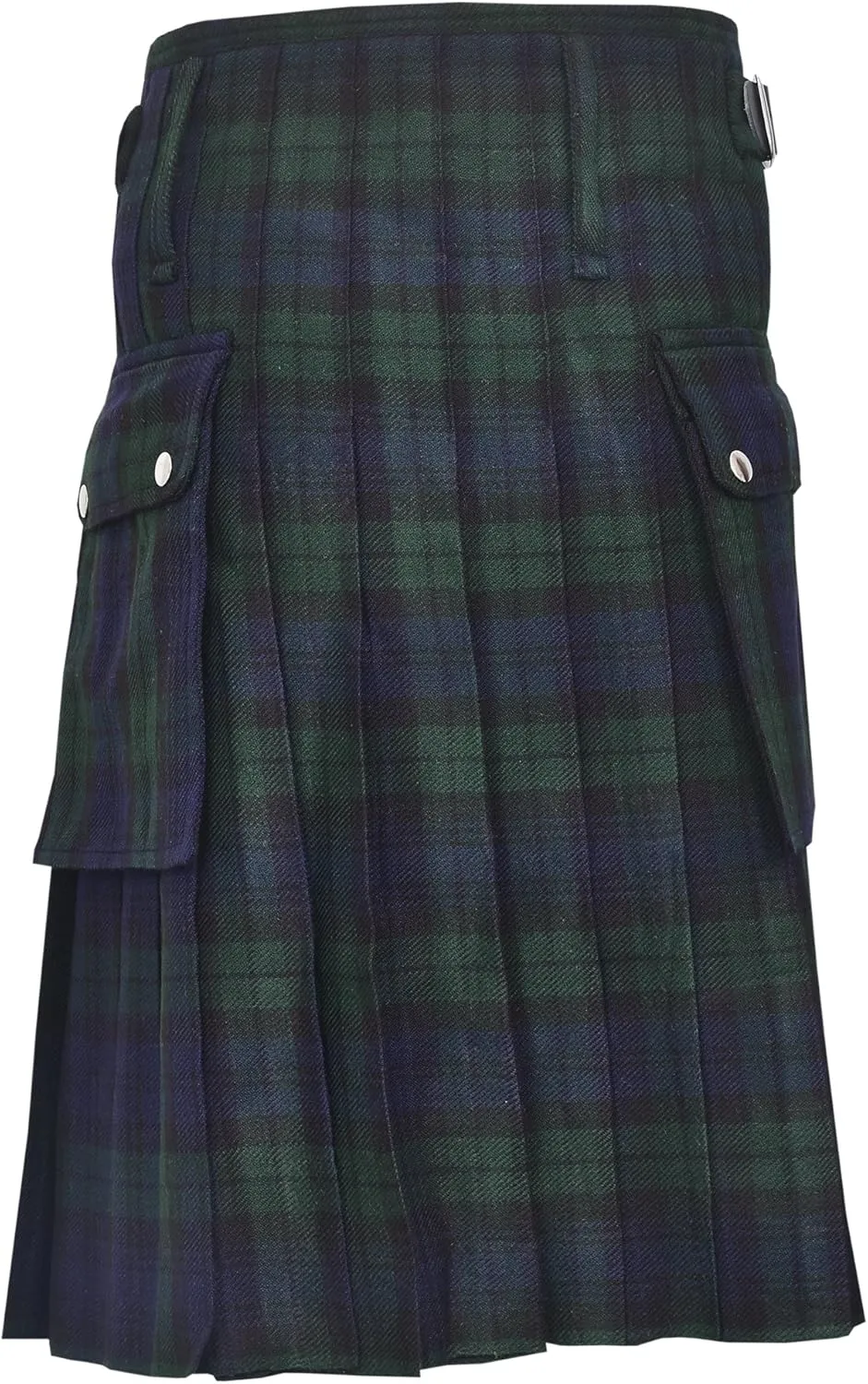 Deluxe Kilt appreciate adaptable periodic streetcar pliant Adjustable Sizes Pocket Kilt Black Watch Men's Fashion Sport Tartan Utility Kilt 
