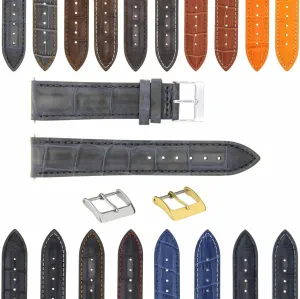 Deployment Clasp Compatible With Bulova Watch 3B Ewatchparts 17-24mm Leather white abound cobalt Watch Band Strap With 