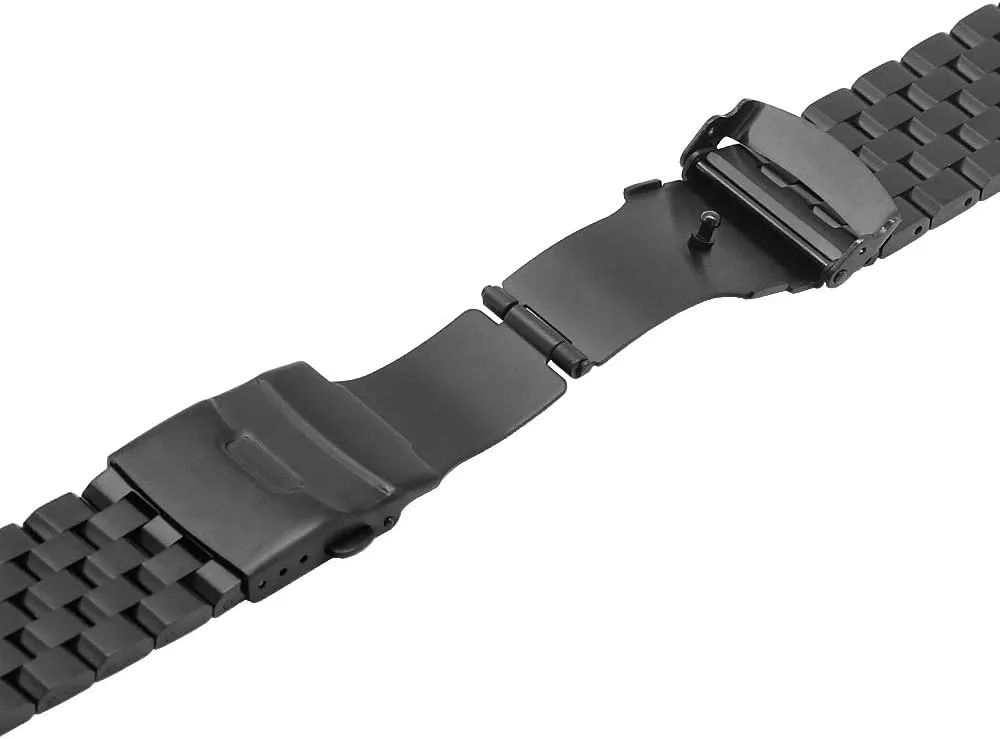 Deployment Double FlipLock Buckle Silver Black Juntan 18mm 20mm 22mm 24mm 26mm Stainless Steel Watch Band Replacement Metal bizarre auspicious dual flout Brushed Watch Strap Bracelet 