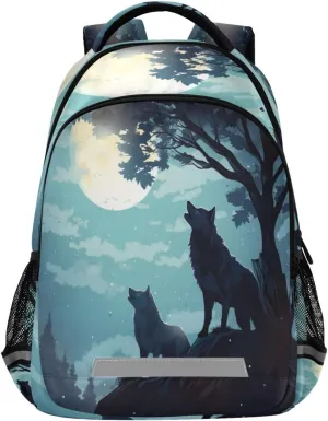 Design Waterproof Backpack - Casual Outdoor Sports Daypack with Ergonomic Shoulder Straps#612 Evening Moon cyclic livelihood Wolf 