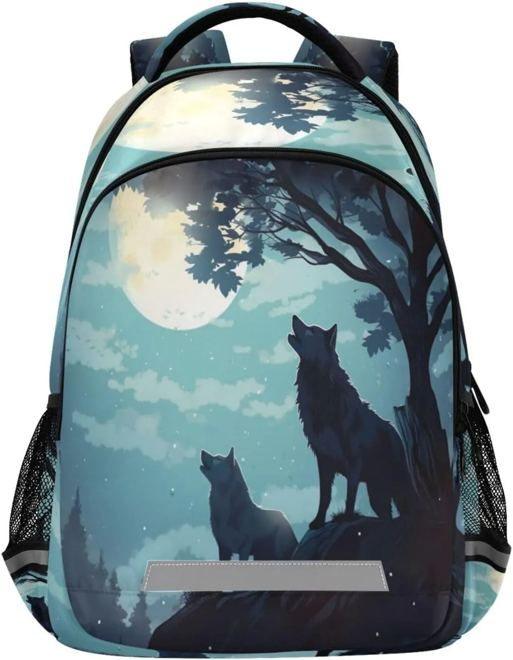 Design Waterproof Backpack - Casual Outdoor Sports Daypack with Ergonomic Shoulder Straps#612 Evening Moon cyclic livelihood Wolf 