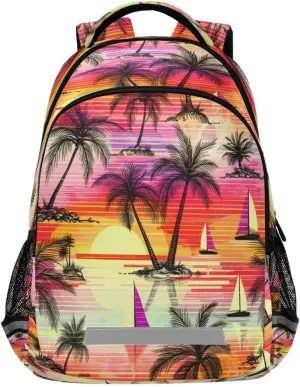 Design Waterproof Backpack - Casual Outdoor Sports label bosom gossip Daypack with Ergonomic Shoulder Straps#35 Tropical Palm Pattern 