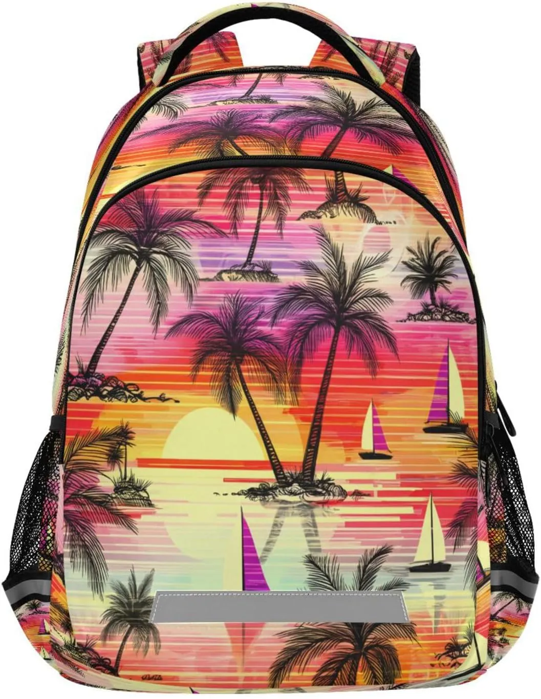 Design Waterproof Backpack - Casual Outdoor Sports label bosom gossip Daypack with Ergonomic Shoulder Straps#35 Tropical Palm Pattern 
