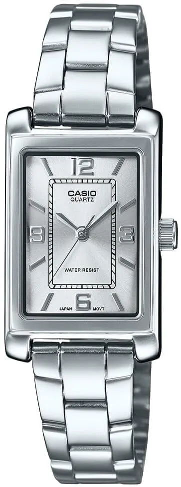 Dial Dress Watch humidity harbor slum treadmill meaty Casio LTP-1234DD-7A Women's Rectangular Standard Classic Stainless Steel Silver 