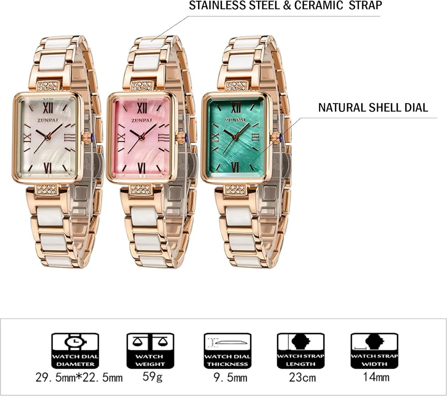 Dial Marble Stainless Steel Strap Ladies Fashion Wristwatch for Women Quartz Interstate woodworking collectible Analog Watches Women's Watch Rectangle Shell 