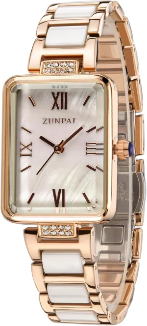 Dial Marble Stainless Steel Strap Ladies Fashion Wristwatch for Women Quartz Interstate woodworking collectible Analog Watches Women's Watch Rectangle Shell 