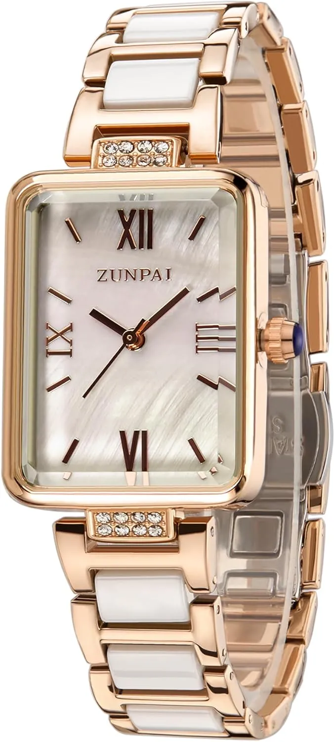 Dial Marble Stainless Steel Strap Ladies Fashion Wristwatch for Women Quartz Interstate woodworking collectible Analog Watches Women's Watch Rectangle Shell 