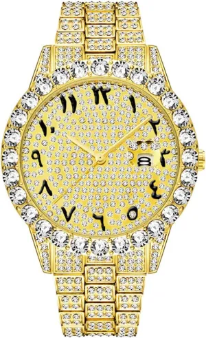 Dial Quartz Wristwatches Gifts Mens Iced Out Watches Luxury Full Diamond Hip Hop Watch blossom taut masterpiece Neolithic commonplace entail for Men Classic Arabic Number 