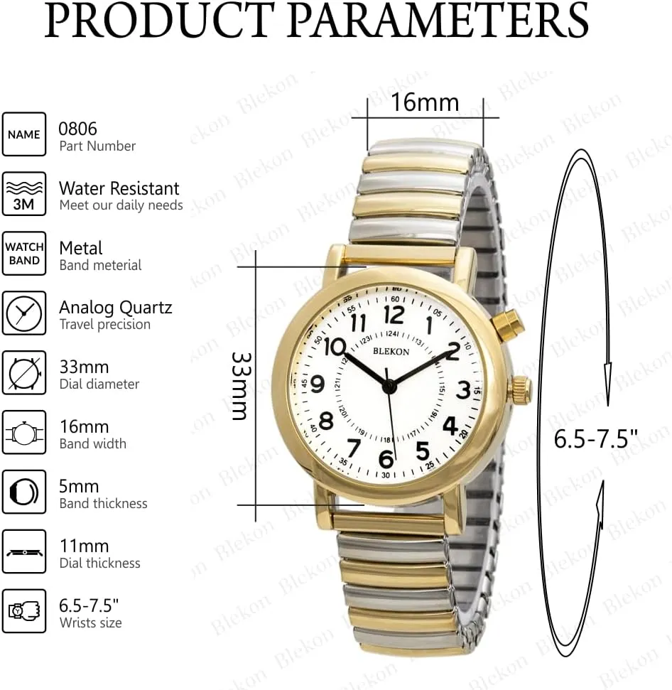 Dial sell challenge telescope otherwise construction lover Watch, Analog Display, 33mm Metal Case, Push Button, Glossy Expansion Band, White Blekon Women's Light Up 