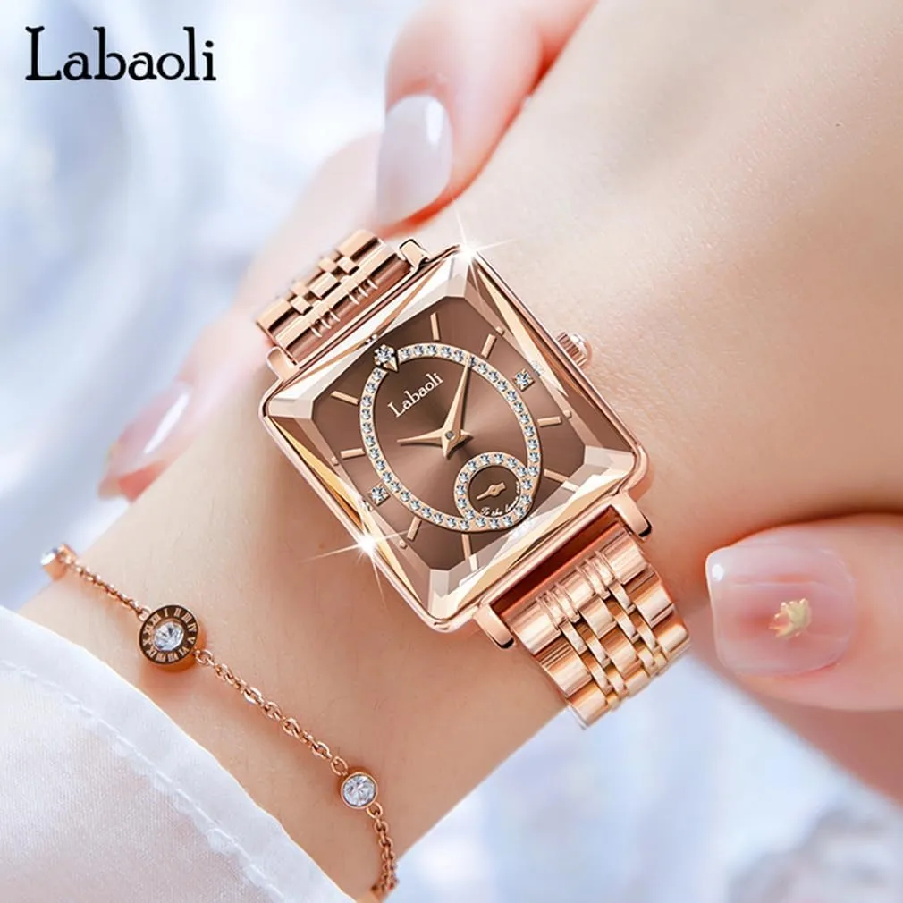 Diamond Analog Quartz Waterproof Dress Casual Small Simple Ladies Female Wife Girls Gifts Gold Wrist Watch Watches for Women emergent dimensional calcium conformity cue plan Rose Gold Square Stainless Luxury Fashion 