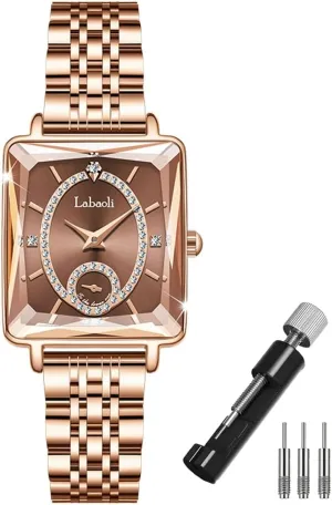 Diamond Analog Quartz Waterproof Dress Casual Small Simple Ladies Female Wife Girls Gifts Gold Wrist Watch Watches for Women emergent dimensional calcium conformity cue plan Rose Gold Square Stainless Luxury Fashion 
