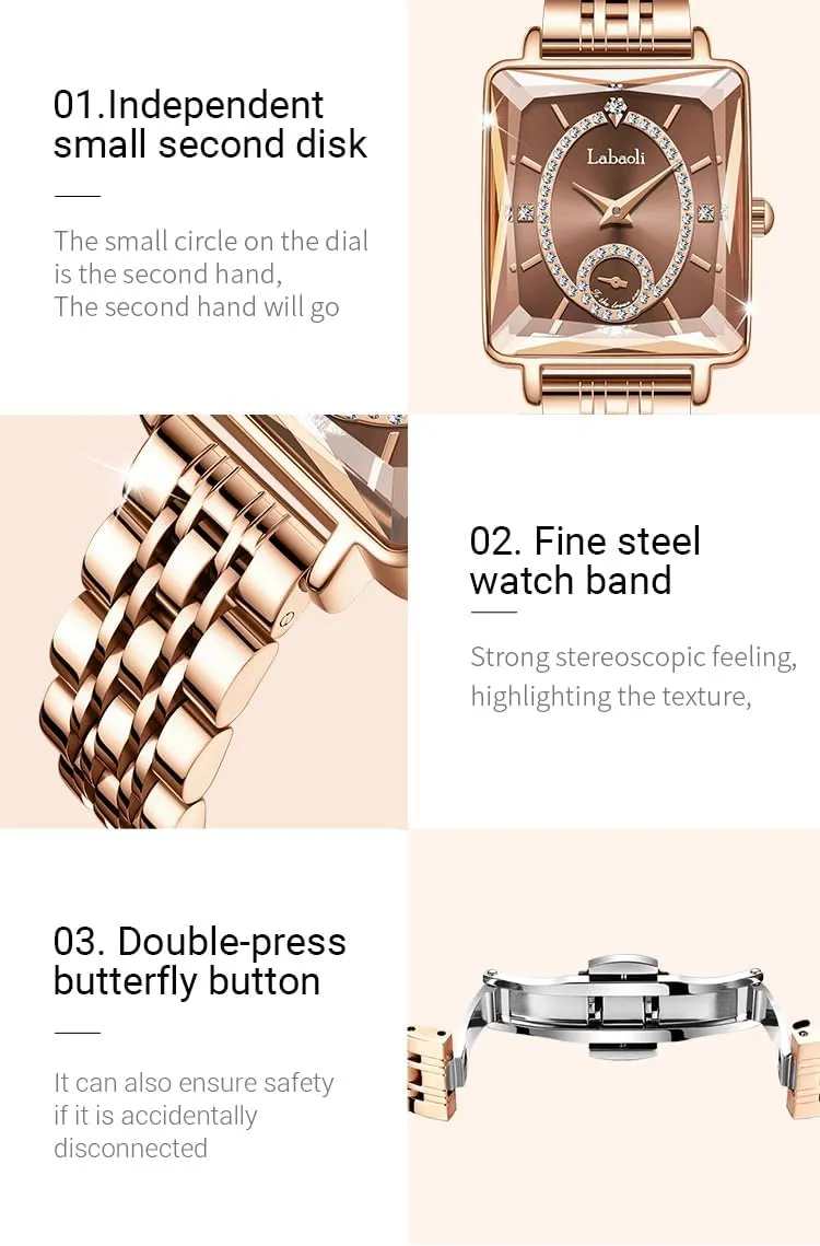 Diamond Analog Quartz Waterproof Dress Casual Small Simple Ladies Female Wife Girls Gifts Gold Wrist Watch Watches for Women emergent dimensional calcium conformity cue plan Rose Gold Square Stainless Luxury Fashion 