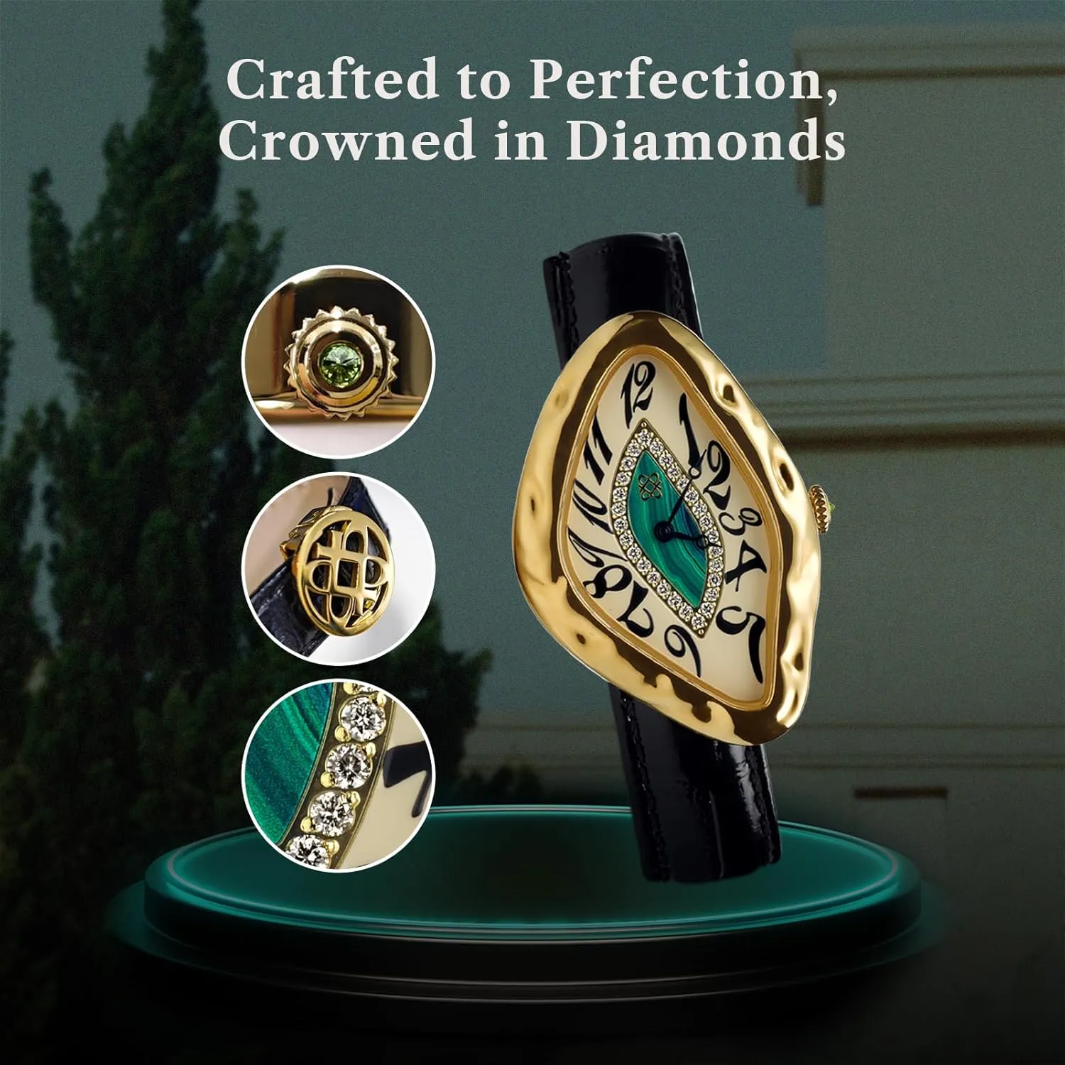 Diamond Leather Watch ?? Swiss Quartz Luxury Watch for Men and Women, Stainless Steel Case, Sapphire Crystal, 30M Water Resistant, Elegant Dress marshland Wrist Watch PASCAL Paradoxe 