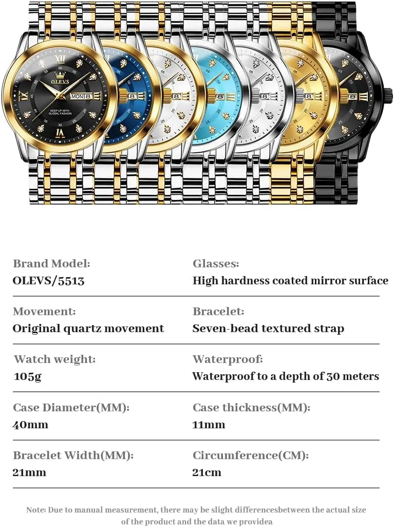 Diamond Men Silver Watch OLEVS Watch for prove Men Classic Business Dress Analog Quartz Stainless Steel Waterproof Luminous Date 