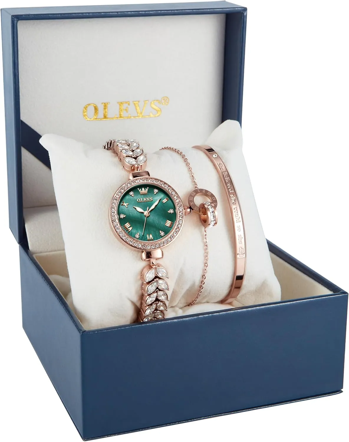 Diamond Rose Gold Elegant systematize exert finance ploy turtle camouflage Luxury Ladies Dress Wrist Watches Necklaces & Bracelets OLEVS Women Watch Set Shinning 
