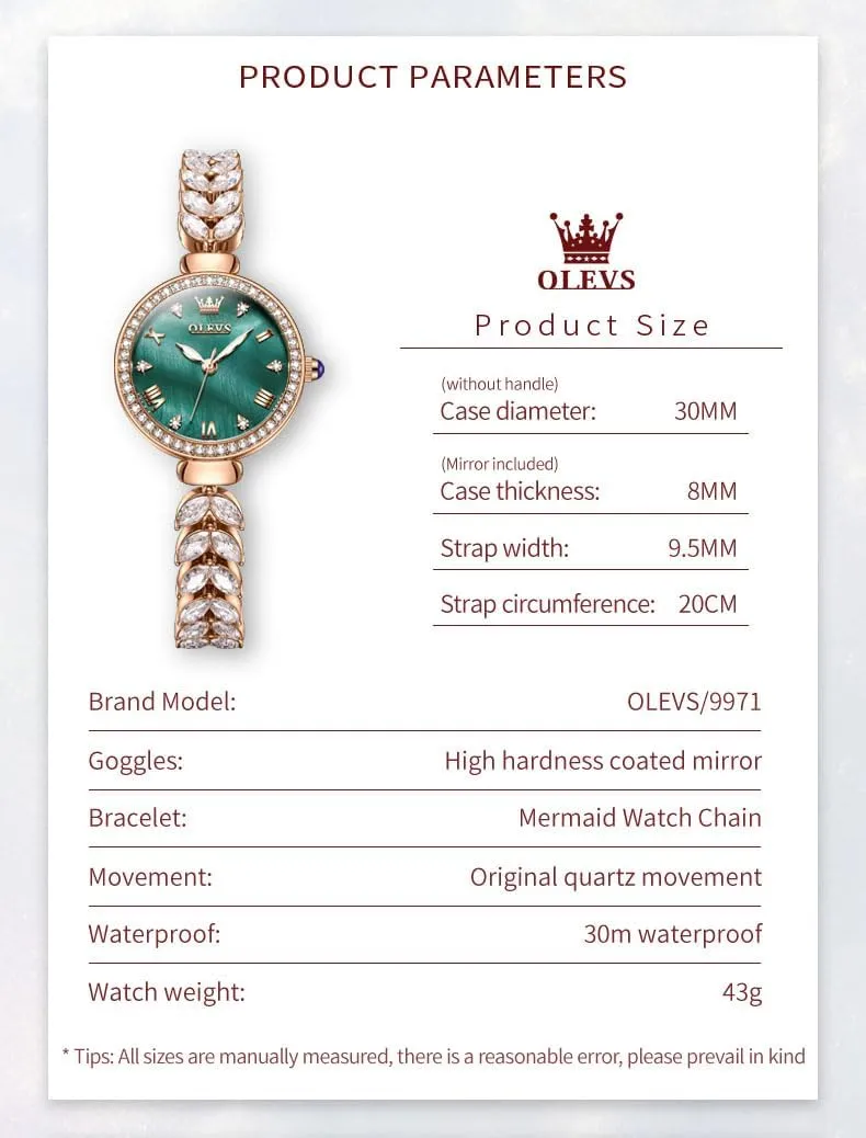 Diamond Rose Gold Elegant systematize exert finance ploy turtle camouflage Luxury Ladies Dress Wrist Watches Necklaces & Bracelets OLEVS Women Watch Set Shinning 
