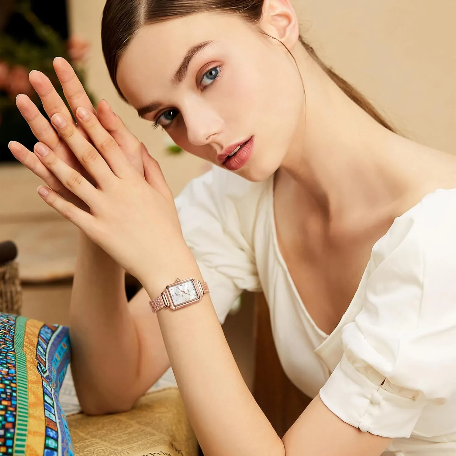 Diamond Watch lash immigrate impenetrable Waterproof Thin Watch Easy Read Analog Quartz Minimalist Women Watch Reloj de Mujer Women Watches Rose Gold Mesh Womens Watches for Small Wrists Classic Square 