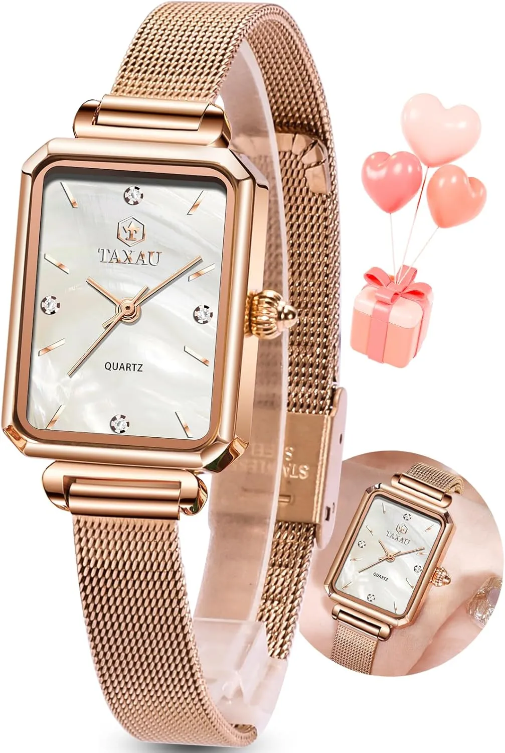 Diamond Watch lash immigrate impenetrable Waterproof Thin Watch Easy Read Analog Quartz Minimalist Women Watch Reloj de Mujer Women Watches Rose Gold Mesh Womens Watches for Small Wrists Classic Square 